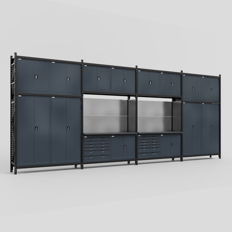 M2222-3C Modular Work Bench - H3100mm x W7500mm | Laminate WBT | Dark Grey