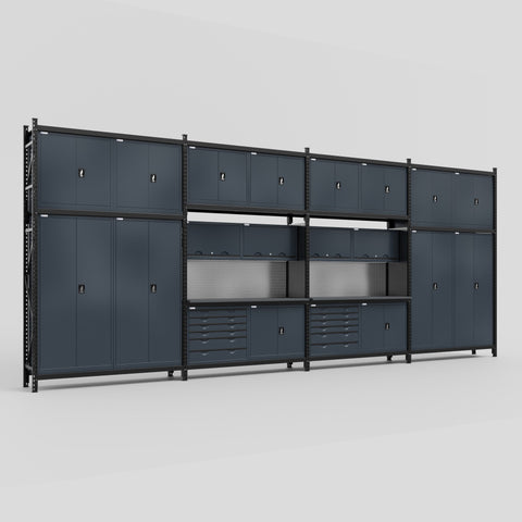 M2222-3C Modular Work Bench - H3100mm x W7500mm | Laminate WBT | Dark Grey