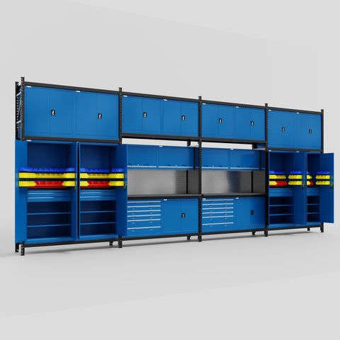 M2222-3C Modular Work Bench - H3100mm x W7500mm | Laminate WBT | Blue