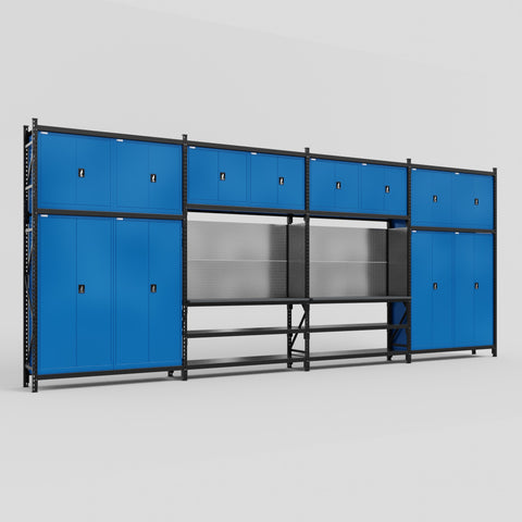 M2222 Modular Work Bench - H3100mm x W7500mm | Laminate WBT | Blue