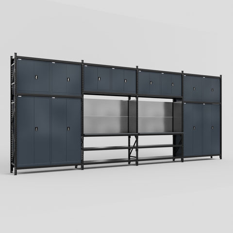 M2222 Modular Work Bench - H3100mm x W7500mm | Laminate WBT | Dark Grey