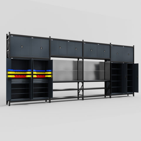 M2222 Modular Work Bench - H3100mm x W7500mm | Laminate WBT | Dark Grey