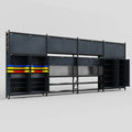 M2222 Modular Work Bench - H3100mm x W7500mm | Laminate WBT | Dark Grey