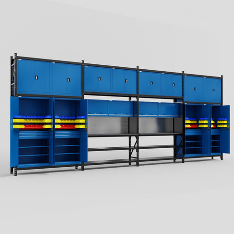 M2222 Modular Work Bench - H3100mm x W7500mm | Laminate WBT | Blue