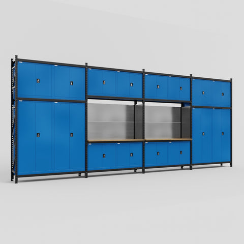 M2222 Modular Work Bench - H3100mm x W7500mm | MDF WBT | Blue