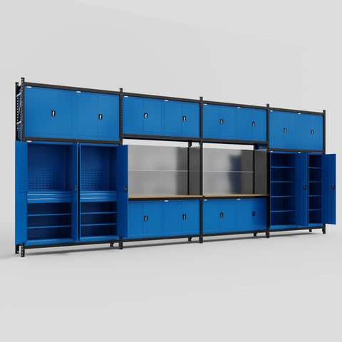 M2222 Modular Work Bench - H3100mm x W7500mm | MDF WBT | Blue