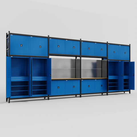 M2222 Modular Work Bench - H3100mm x W7500mm | MDF WBT | Blue