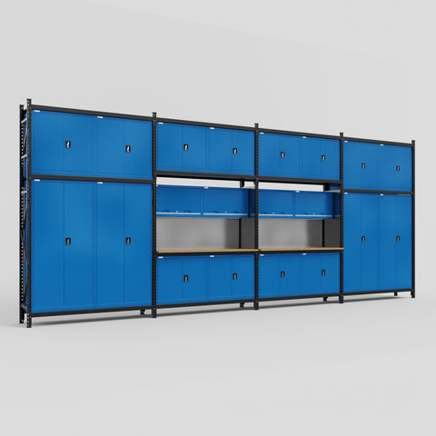 M2222 Modular Work Bench - H3100mm x W7500mm | MDF WBT | Blue