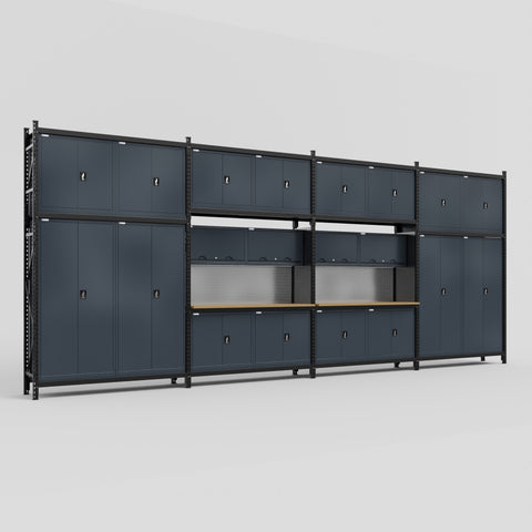 M2222 Modular Work Bench - H3100mm x W7500mm | MDF WBT | Dark Grey