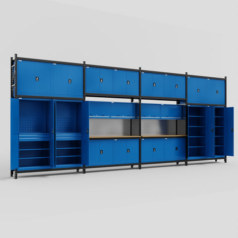 M2222 Modular Work Bench - H3100mm x W7500mm | MDF WBT | Blue