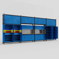 M2222 Modular Work Bench - H3100mm x W7500mm | MDF WBT | Blue