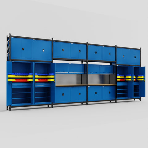 M2222 Modular Work Bench - H3100mm x W7500mm | MDF WBT | Blue