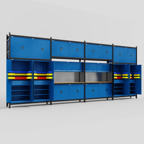 M2222 Modular Work Bench - H3100mm x W7500mm | MDF WBT | Blue