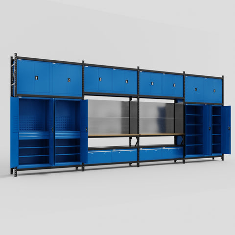M2222 Modular Work Bench - H3100mm x W7500mm | MDF WBT | Blue