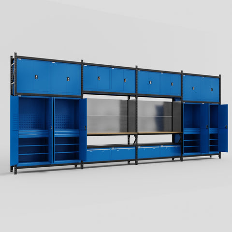 M2222 Modular Work Bench - H3100mm x W7500mm | MDF WBT | Blue