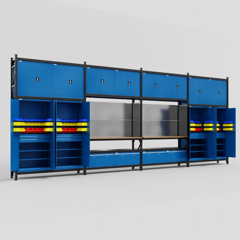 M2222 Modular Work Bench - H3100mm x W7500mm | MDF WBT | Blue