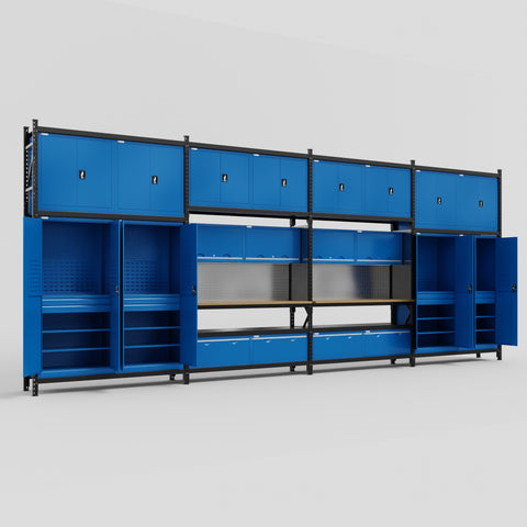 M2222 Modular Work Bench - H3100mm x W7500mm | MDF WBT | Blue