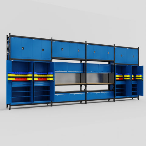 M2222 Modular Work Bench - H3100mm x W7500mm | MDF WBT | Blue