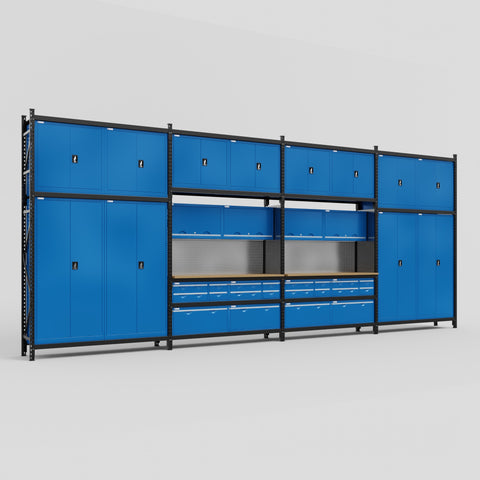 M2222 Modular Work Bench - H3100mm x W7500mm | MDF WBT | Blue