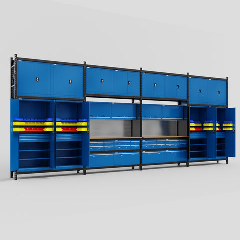 M2222 Modular Work Bench - H3100mm x W7500mm | MDF WBT | Blue