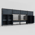 M2222 Modular Work Bench - H3100mm x W7500mm | MDF WBT | Dark Grey