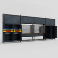 M2222 Modular Work Bench - H3100mm x W7500mm | MDF WBT | Dark Grey