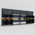 M2222 Modular Work Bench - H3100mm x W7500mm | MDF WBT | Dark Grey