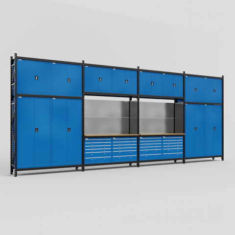 M2222 Modular Work Bench - H3100mm x W7500mm | MDF WBT | Blue