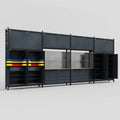 M2222 Modular Work Bench - H3100mm x W7500mm | MDF WBT | Dark Grey