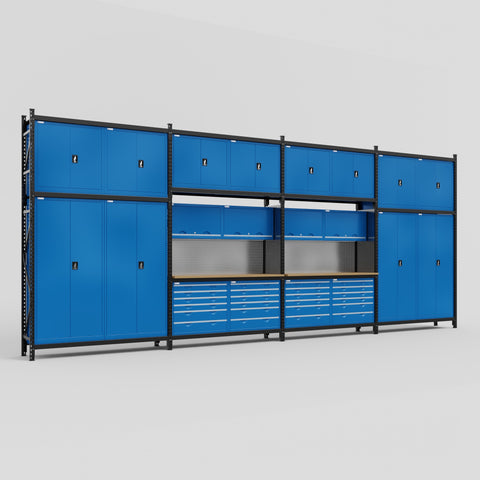 M2222 Modular Work Bench - H3100mm x W7500mm | MDF WBT | Blue