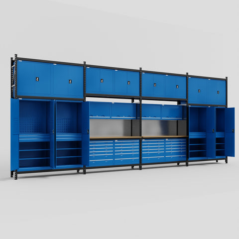 M2222 Modular Work Bench - H3100mm x W7500mm | MDF WBT | Blue