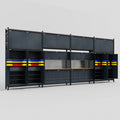 M2222 Modular Work Bench - H3100mm x W7500mm | MDF WBT | Dark Grey