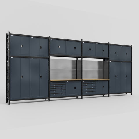 M2222-3C Modular Work Bench - H3100mm x W7500mm | MDF WBT | Dark Grey