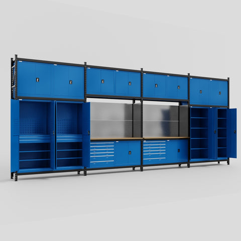 M2222-3C Modular Work Bench - H3100mm x W7500mm | MDF WBT | Blue