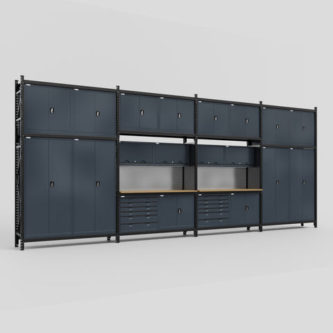 M2222-3C Modular Work Bench - H3100mm x W7500mm | MDF WBT | Dark Grey