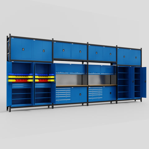 M2222-3C Modular Work Bench - H3100mm x W7500mm | MDF WBT | Blue