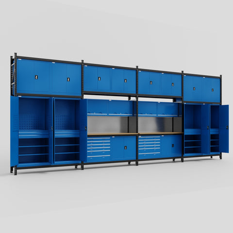 M2222-3C Modular Work Bench - H3100mm x W7500mm | MDF WBT | Blue