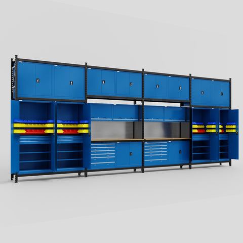 M2222-3C Modular Work Bench - H3100mm x W7500mm | MDF WBT | Blue