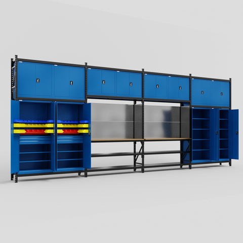M2222 Modular Work Bench - H3100mm x W7500mm | MDF WBT | Blue