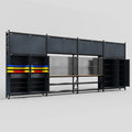 M2222 Modular Work Bench - H3100mm x W7500mm | MDF WBT | Dark Grey