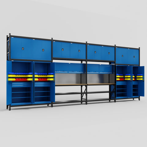 M2222 Modular Work Bench - H3100mm x W7500mm | MDF WBT | Blue