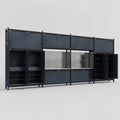 M2222 Modular Work Bench - H3100mm x W7500mm | Stainless WBT | Dark Grey