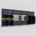 M2222 Modular Work Bench - H3100mm x W7500mm | Stainless WBT | Dark Grey