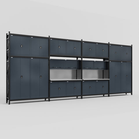 M2222 Modular Work Bench - H3100mm x W7500mm | Stainless WBT | Dark Grey