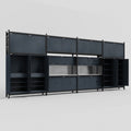 M2222 Modular Work Bench - H3100mm x W7500mm | Stainless WBT | Dark Grey