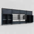 M2222 Modular Work Bench - H3100mm x W7500mm | Stainless WBT | Dark Grey