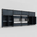 M2222 Modular Work Bench - H3100mm x W7500mm | Stainless WBT | Dark Grey