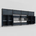 M2222 Modular Work Bench - H3100mm x W7500mm | Stainless WBT | Dark Grey