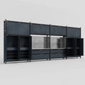 M2222 Modular Work Bench - H3100mm x W7500mm | Stainless WBT | Dark Grey
