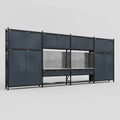 M2222 Modular Work Bench - H3100mm x W7500mm | Stainless WBT | Dark Grey